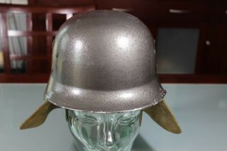 Post Ww2 East German Ddr Fire Firefighter Fiber Helmet Rare Grey M35 Neck Flap 4
