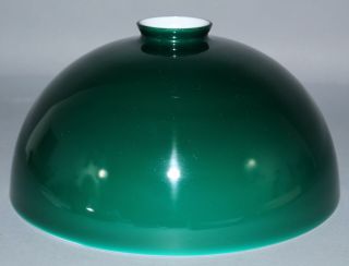 Antique Arts & Crafts Cased Green Glass Table Lamp Shade,  9 7/8in diameter,  NR 3