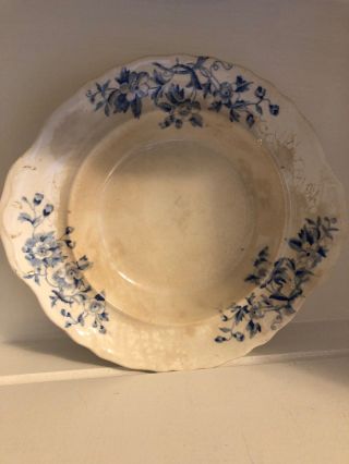 Antique Severn Crescent Pottery Covered Cheese Butter Dish 1898 Flow Blue Floral 3