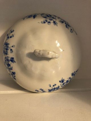 Antique Severn Crescent Pottery Covered Cheese Butter Dish 1898 Flow Blue Floral 6