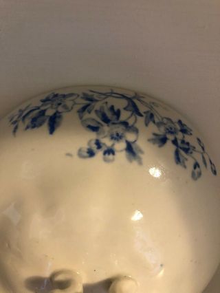 Antique Severn Crescent Pottery Covered Cheese Butter Dish 1898 Flow Blue Floral 7