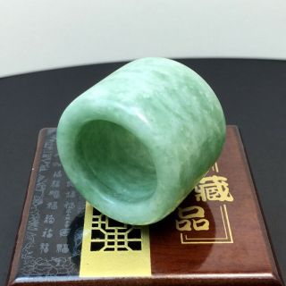 Fashion Chinese Green Jadite Jade Carving Stlye Jewelry Men Weddding Ring Wrench