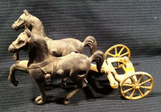 Cast Iron Horses With Hitch Wheels - Vintage Antique Black Horses