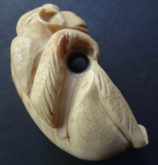 antique vintage carved wood netsuke toggle bead pendant monkey animal - N331 4