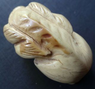 antique vintage carved wood netsuke toggle bead pendant monkey animal - N331 6