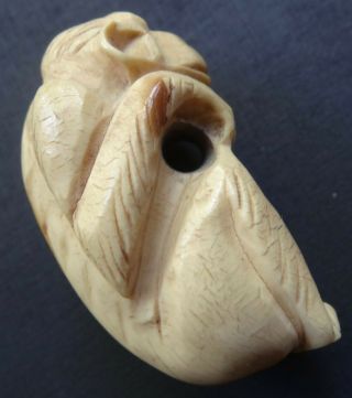 antique vintage carved wood netsuke toggle bead pendant monkey animal - N331 7