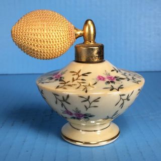 Vintage Holmspray Floral / Gold 3.  5 " Perfume Bottle With Atomizer 250/12