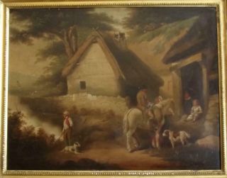 George Morland 1763 - 1804 Antique Oil Painting The Travellers Rest To $181,  000