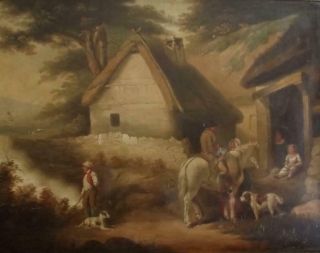 GEORGE MORLAND 1763 - 1804 Antique Oil Painting THE TRAVELLERS REST to $181,  000 3