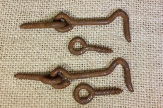 2 Old Hook And Eye Screen Door Gate 2” Latches Catches Vintage Rustic Steel Nos