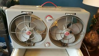 Vtg General Electric Ge Thermostat Double Twin Window Box Fan Adjustable
