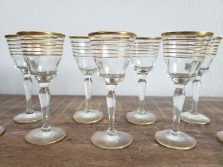 11 Antique Gold Rim Glasses Cordial Liqueur Sherry Brandy 4 " Stemmed