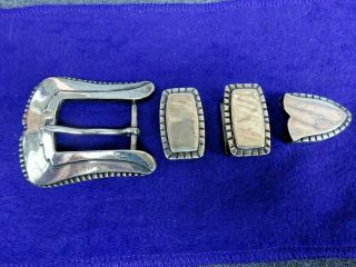 Vintage James Reid 4 Piece Sterling Silver Ranger Belt Buckle Set Santa Fe Nm