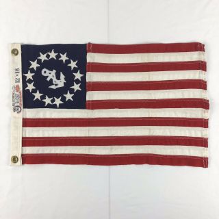 Bull Dog Bunting Flag 13 Star Military Naval Anchor 12” X 18” Vintage Antique