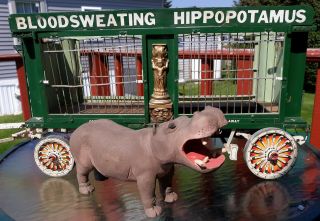 Rare Vintage Blood Sweating Hippopotamus Folk Art Circus Wagon