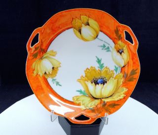 Rs Germany Floral And Lusterware Three Handled 7 7/8 " Plate 1917 - 1945