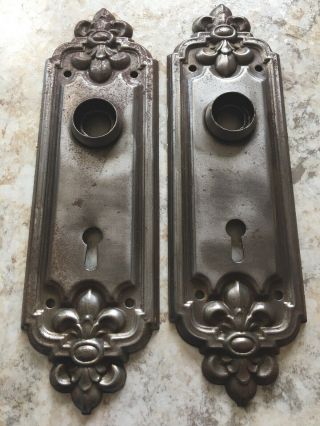 2 Antique Vintage Door Plates Dated July 17,  1900 With Key Hole