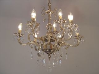 Silver Old Cherubs Nickel Crystal Chandelier Lamp Ceiling Lamp Antique French