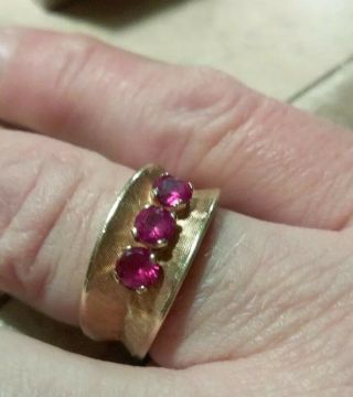 Vintage Esemco 14k Gold Pink Sapphire Cigar Band Ring 7 2