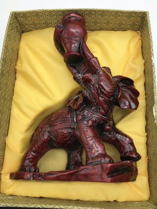 Vintage Resin Statue Figurine Elephant Candlestick Boxed 8 " X 5 "