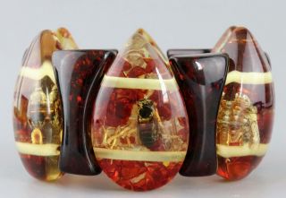 Collectable Amber Internal Inlay Bees & Petal Delicate Girl Decorate Bracelet