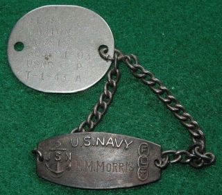 Wwii Us Navy Sterling Dog Tag Id Bracelet Uss Conygham Trathen Bougainville