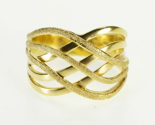 18k Designer Inspired Wavy Layered Fashion Band Ring Size 9.  75 Yellow Gold 60