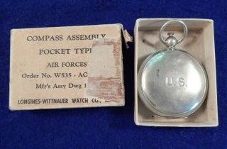 Wwii / Ww2 U.  S.  Army Air Forces,  Pocket Type Compass,  Wwii Watch Type Compass,