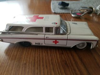 Vintage Yonezawa Japan Friction Buick Ambulance Litho Lithograph Tin Car Toy