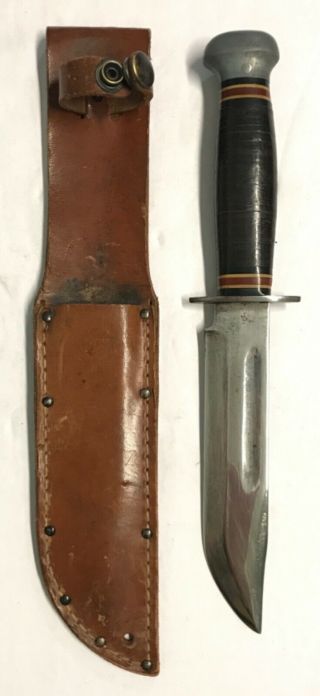 Wwii Pal 36 Fixed Blade Fighting Knife With Leather Sheath