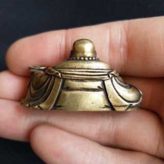 Chinese brass Carved maitreya Buddha Small statue. 4