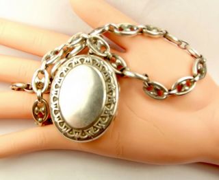 Antique VICTORIAN Sterling Silver LOCKET and ANCHOR Chain Collar 3