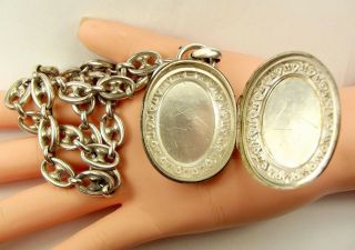 Antique VICTORIAN Sterling Silver LOCKET and ANCHOR Chain Collar 5