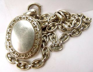 Antique VICTORIAN Sterling Silver LOCKET and ANCHOR Chain Collar 7