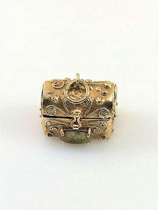 Vintage 14k Yellow Gold Treasure Chest Charm,  Pendant
