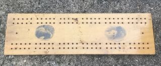 Antique Mauchline Ware Cribbage Board " The Basin  Old Man In The Mountain "