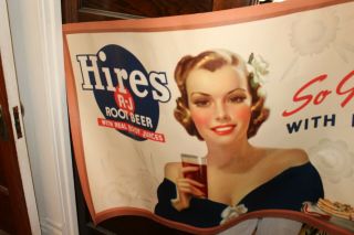 Rare Large Art Deco Vintage 1930 ' s Hires Root Beer Soda Pop Gas Oil 58 