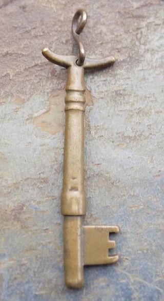 Antique Bronze Key With Broken Bow