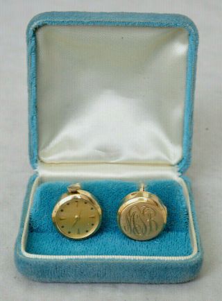 Vtg 14k Yellow Gold Cufflinks W Watch 12.  1 Grams Not Scrap