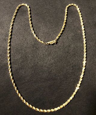 14k Solid Gold Vintage Rope Chain Necklace 19.  5 Inch Long Length 11.  9 Grams