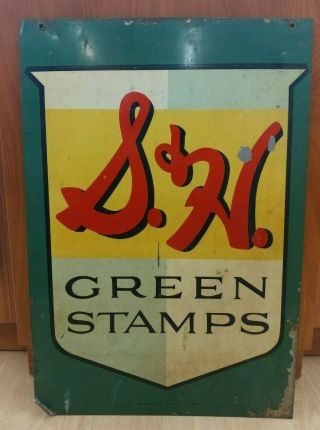 Double Sided Sign S&h Green Stamps Antique Vintage Metal Stamps Collectible Rare