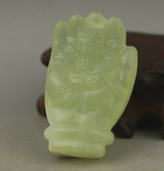 Chinese Old Natural Jade Hand - Carved Jade Pendant Statue Buddha