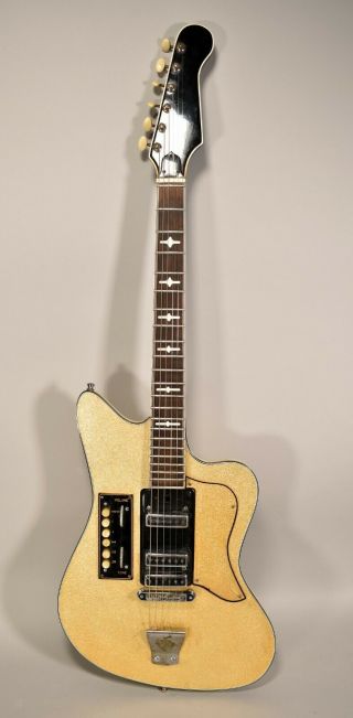 1960s Eko Ekomaster 400 White Sparkle Vintage Electric Guitar Made In Italy
