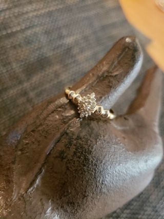 Vintage 10k Gold Natural Diamonds Cluster Ring Size 12
