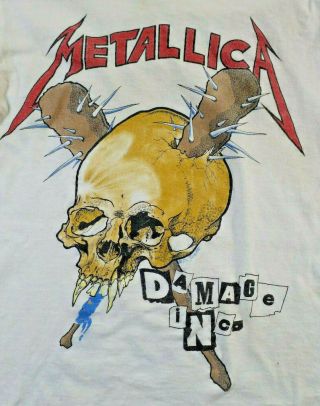 Vtg 1986 Metallica Damage Inc Tour T Shirt Rare White Screen Stars Med Usa
