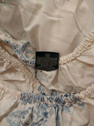 Vtg Ralph Lauren Brookdale Catalina Blue Floral Queen Sheet Set & 2 Pillowcases 7