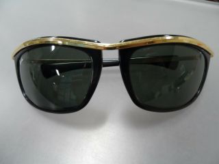 Vintage Bausch & Lomb Ray Ban Olympian L Sunglasses Black Gold - Too Cool