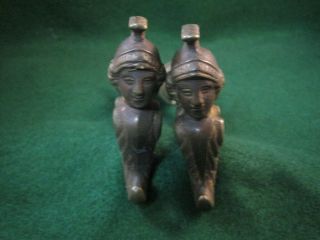 vintage solid brass cabinet handles roman heads 4 inches long threaded holes 2