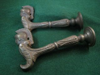 vintage solid brass cabinet handles roman heads 4 inches long threaded holes 3