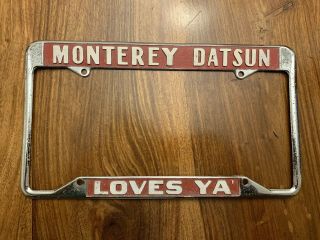Vintage License Plate Tag Frame Datsun Monterey
